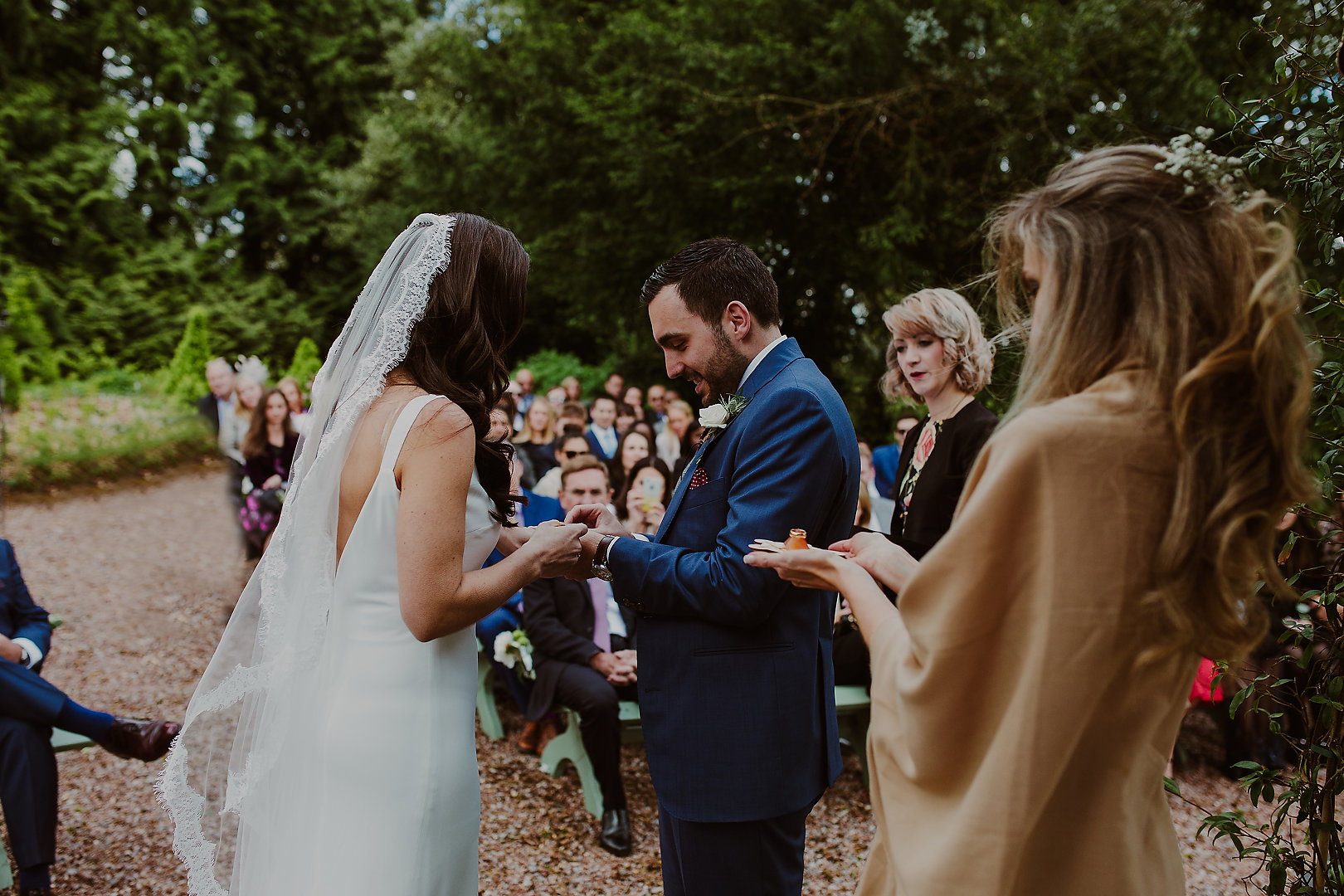 Lara and Ben Gatsby inspired garden wedding with symbolic crystal healing. Samantha Kelsie UK Celebrant. Huntsham Court. Bears Collective Photography.