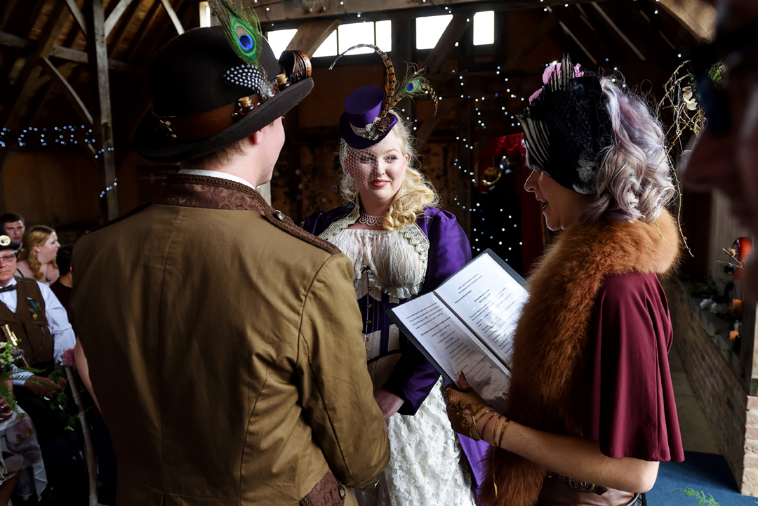 Steampunk Wedding ceremony celebrant handfasting Wilobe Farm Cambridgeshire