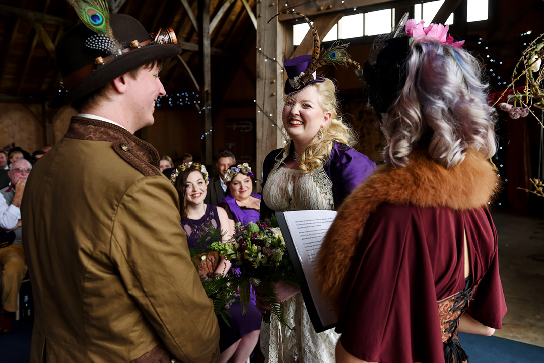 Steampunk Wedding ceremony celebrant handfasting Wilobe Farm Cambridgeshire